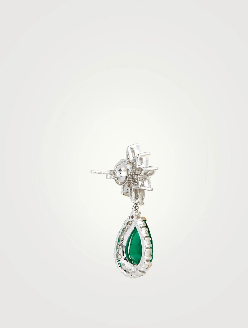 Camari Emerald Pear Microset Drop Earrings