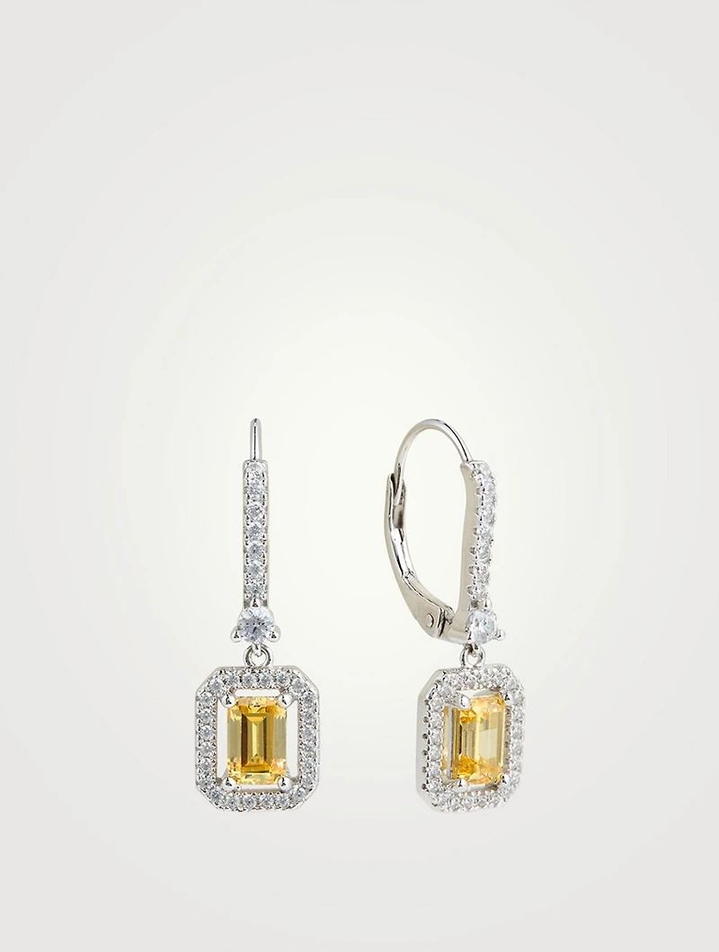 Moxie Yellow Emerald Borderset Drop Earrings