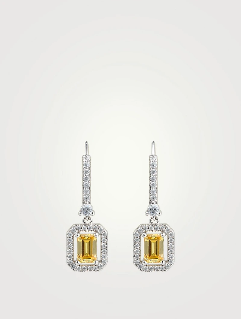 Moxie Yellow Emerald Borderset Drop Earrings
