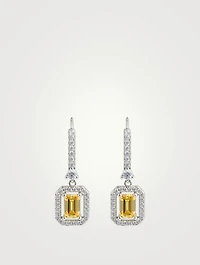 Moxie Yellow Emerald Borderset Drop Earrings