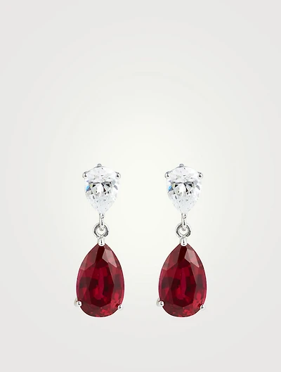 Arabella Double Pear Drop Earrings With Ruby