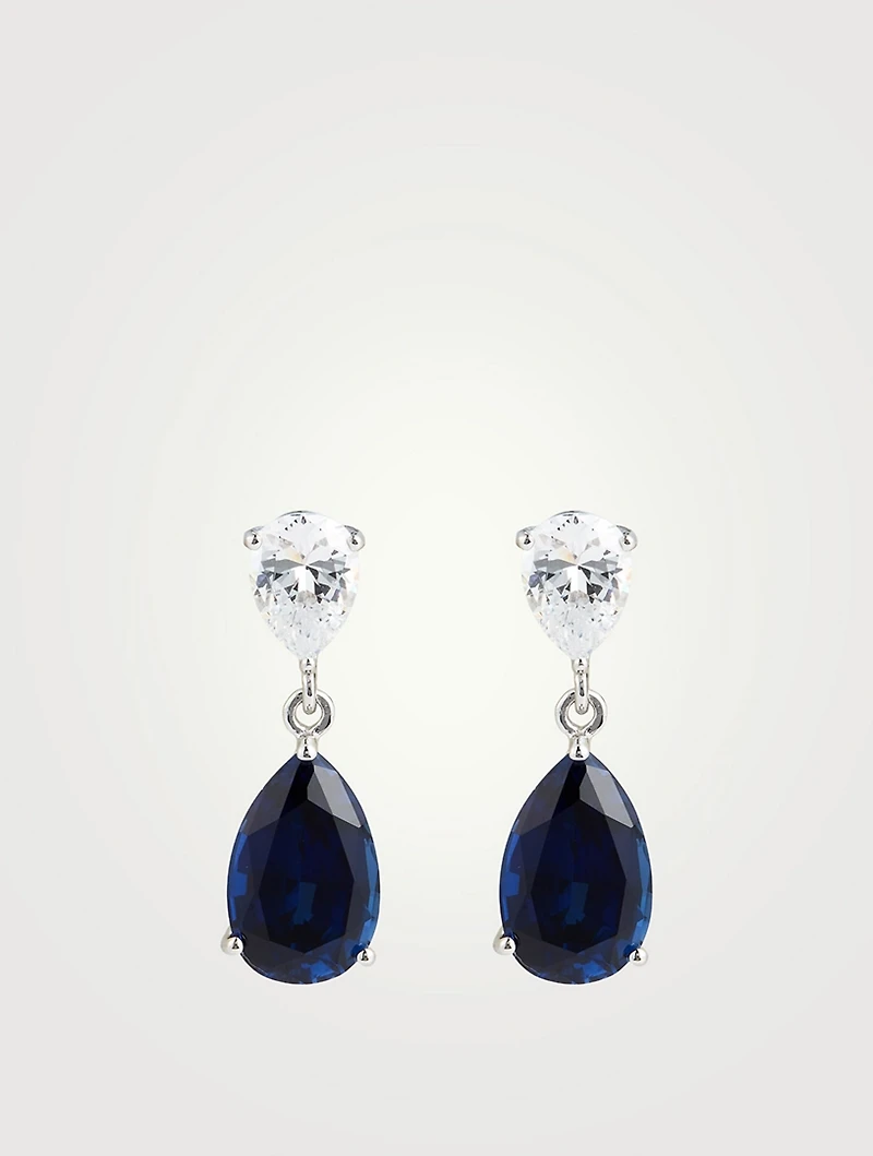 Arabella Double Pear Drop Earrings With Sapphire