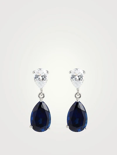 Arabella Double Pear Drop Earrings With Sapphire