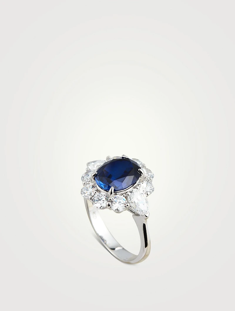 Carmine Oval Ring With Sapphire