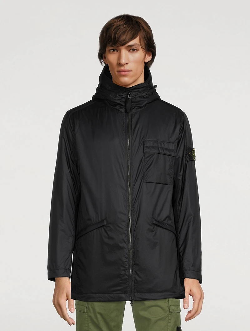 Ripstop Nylon Zip Jacket With Hood