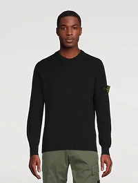 Stocking Stitch Cotton-Nylon Crewneck Sweater