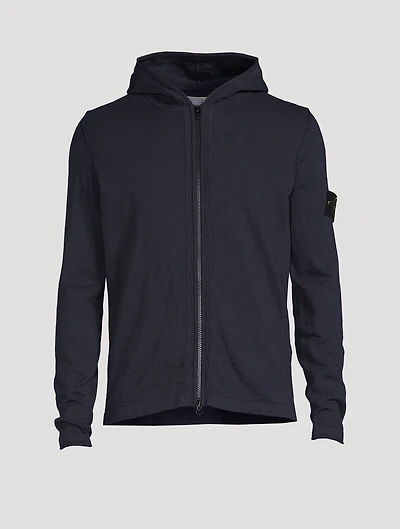 Stocking Stitch Cotton-Nylon Zip Hoodie