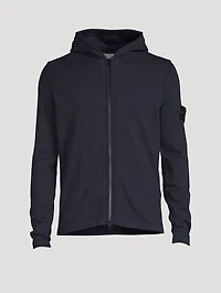 Stocking Stitch Cotton-Nylon Zip Hoodie