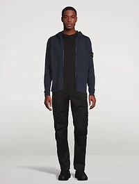 Stocking Stitch Cotton-Nylon Zip Hoodie