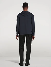 Stocking Stitch Cotton-Nylon Zip Hoodie