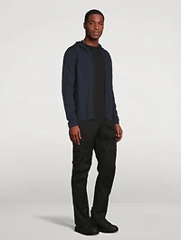 Stocking Stitch Cotton-Nylon Zip Hoodie