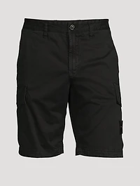 Stretch Broken Twill Shorts With Old Effect