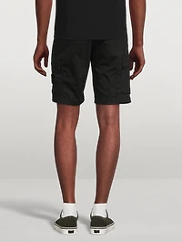 Stretch Broken Twill Shorts With Old Effect
