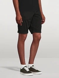 Stretch Broken Twill Shorts With Old Effect
