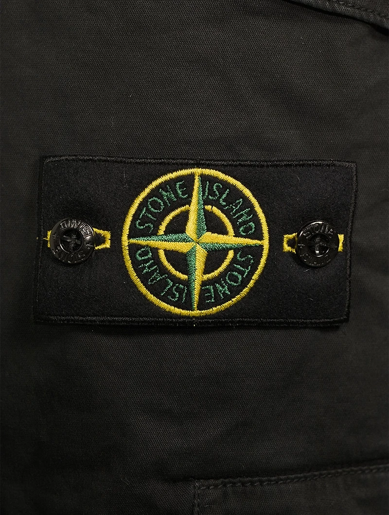Stretch Broken Twill Shorts With Old Effect