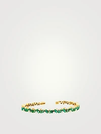 Fireworks 18K Gold Frenzy Bangle Cuff Bracelet With Emerald And Diamonds
