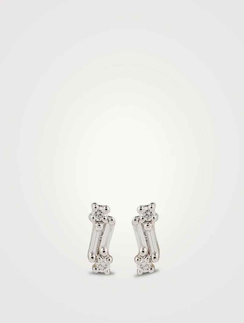 Fireworks 18K White Gold Cali Stud Earrings With Diamonds