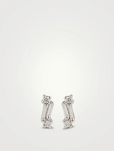 Fireworks 18K White Gold Cali Stud Earrings With Diamonds