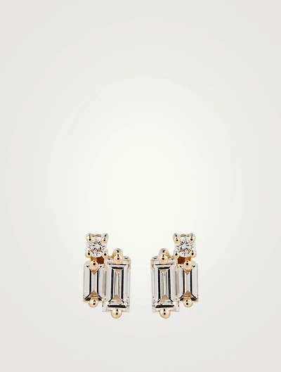 18K Gold Layered Cluster Earrings With Diamonds