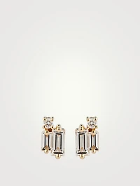18K Gold Layered Cluster Earrings With Diamonds