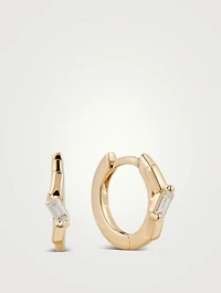 18K Gold Huggie Earrings With Diamonds