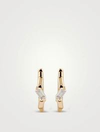 18K Gold Huggie Earrings With Diamonds