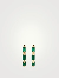18K Gold Huggie Earrings With Emeralds
