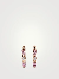 18K Rose Gold Huggie Earrings With Sapphire And Diamonds