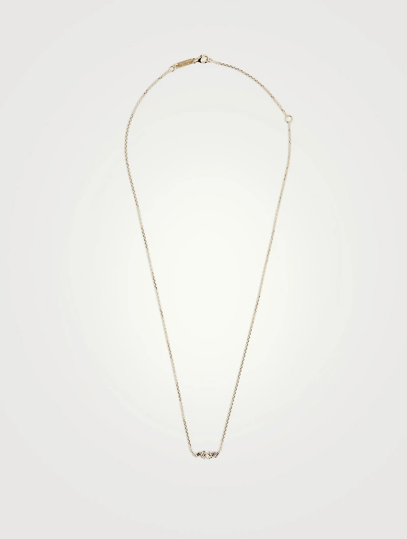 18K Gold Mini Mixed Bar Necklace With Diamonds
