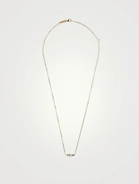 18K Gold Mini Mixed Bar Necklace With Diamonds