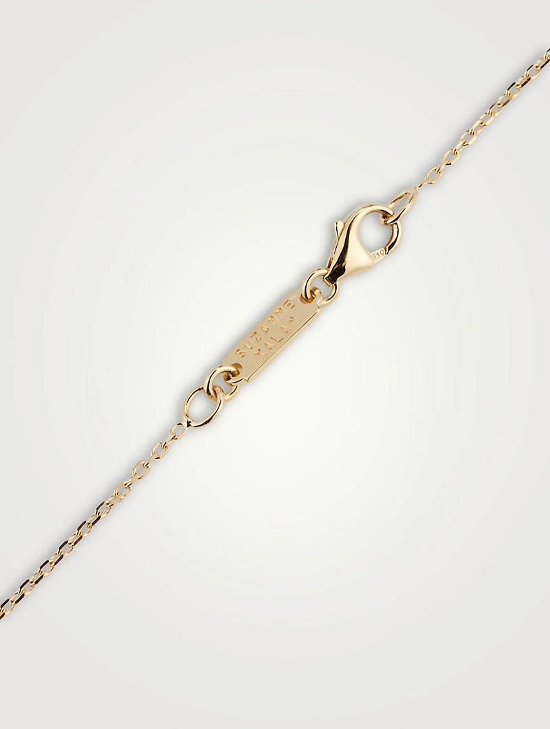 18K Gold Mini Mixed Bar Necklace With Diamonds