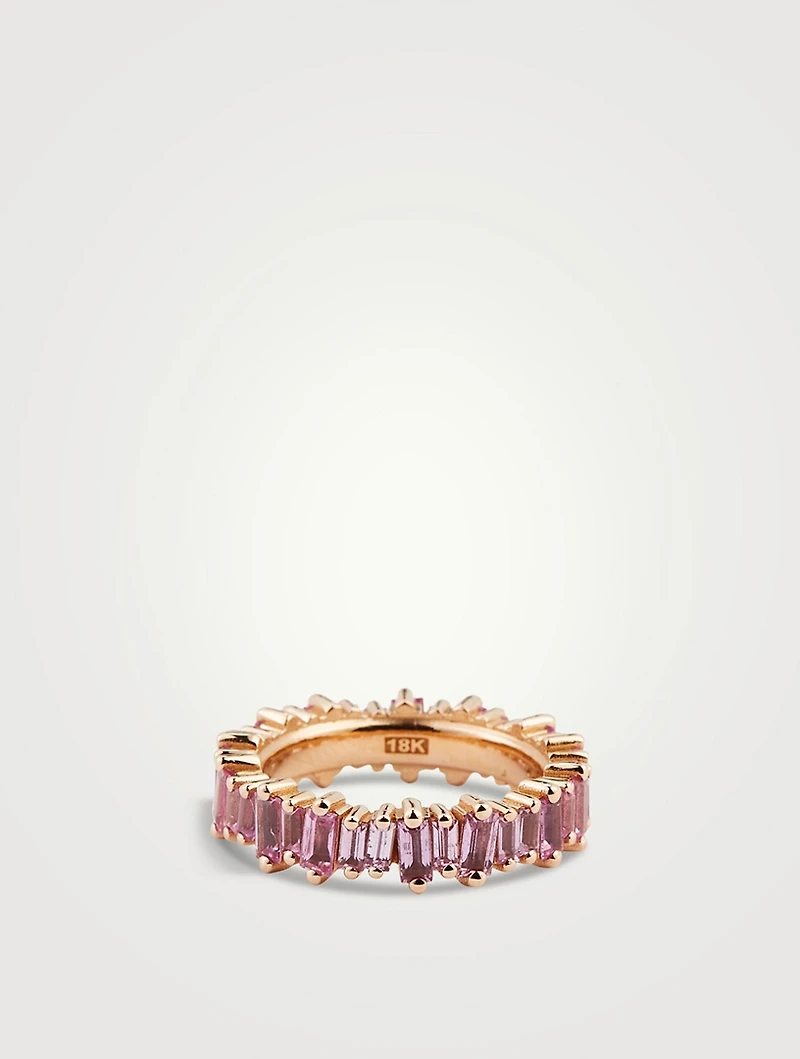 18K Rose Gold Eternity Band With Pink Sapphire