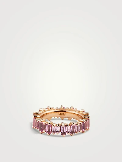 18K Rose Gold Eternity Band With Pink Sapphire