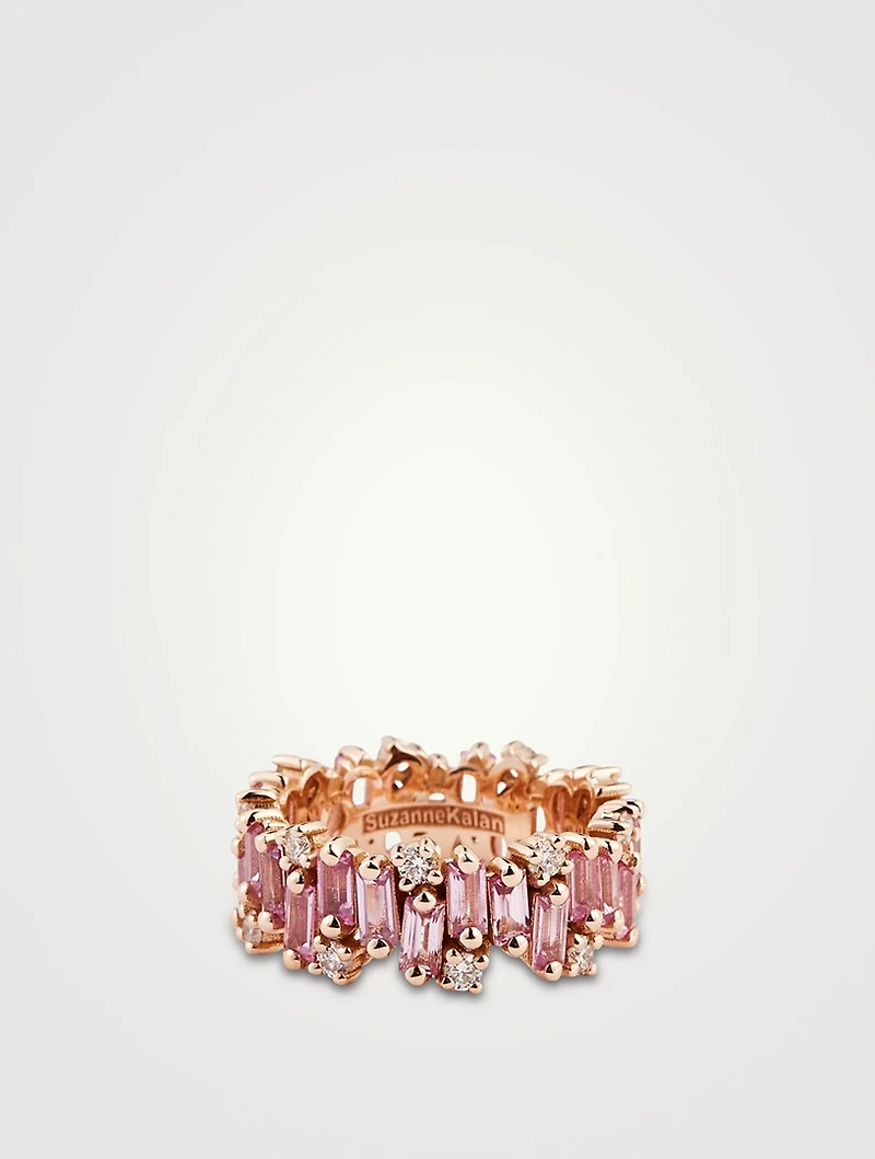 Audrey 18K Rose Gold Eternity Band With Sapphire And Diamonds