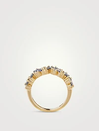 Fireworks 18K Gold Halfway Band With Sapphire And Diamonds