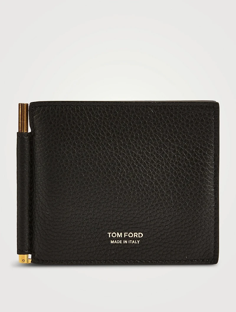 T Line Leather Money Clip Wallet