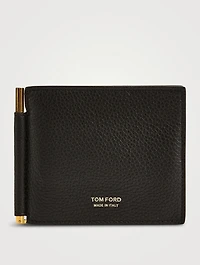 T Line Leather Money Clip Wallet