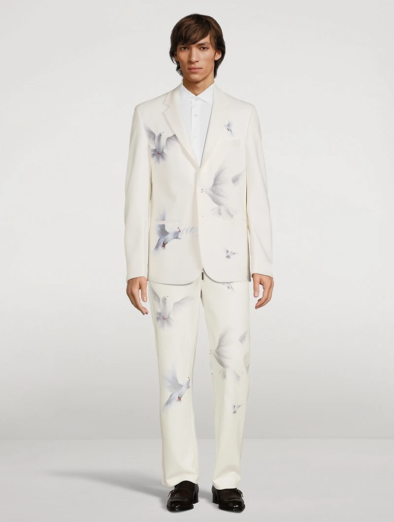 Cotton-Blend Jacket Bird Print