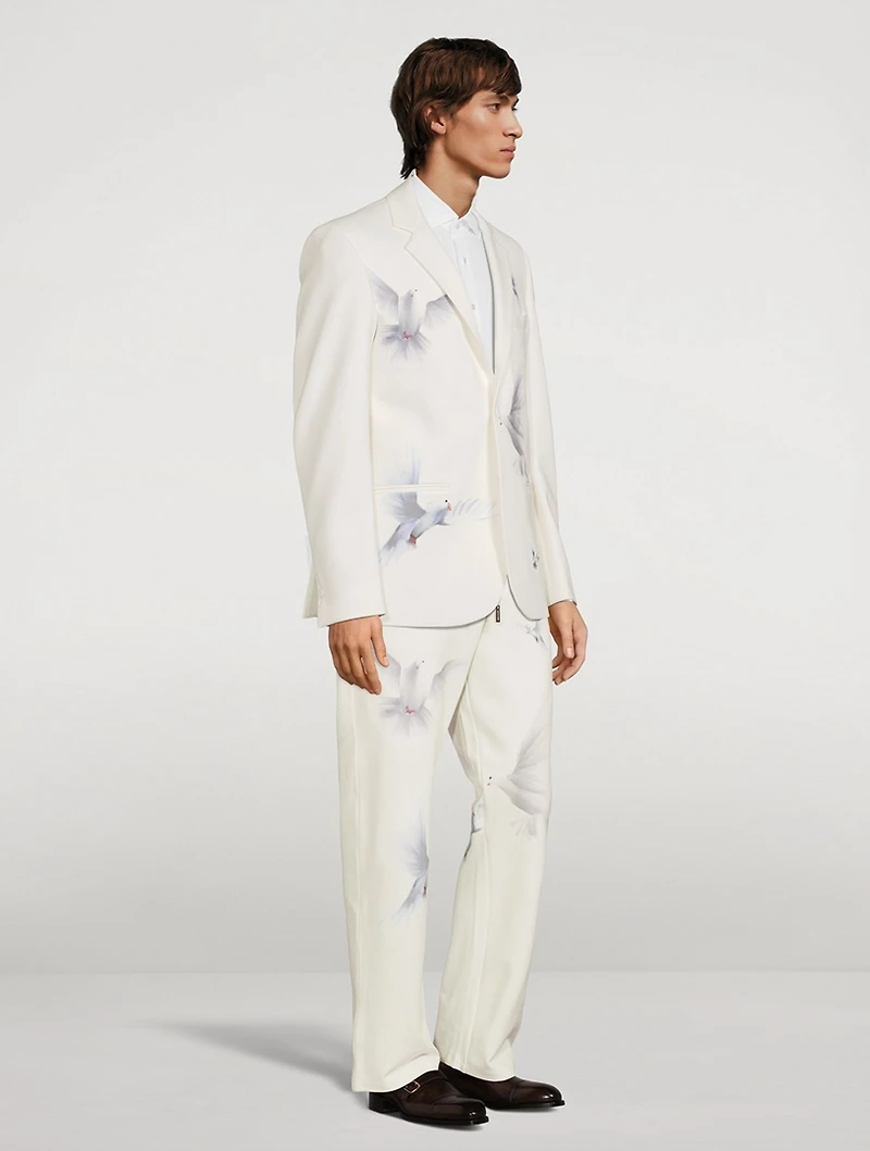 Cotton-Blend Jacket Bird Print