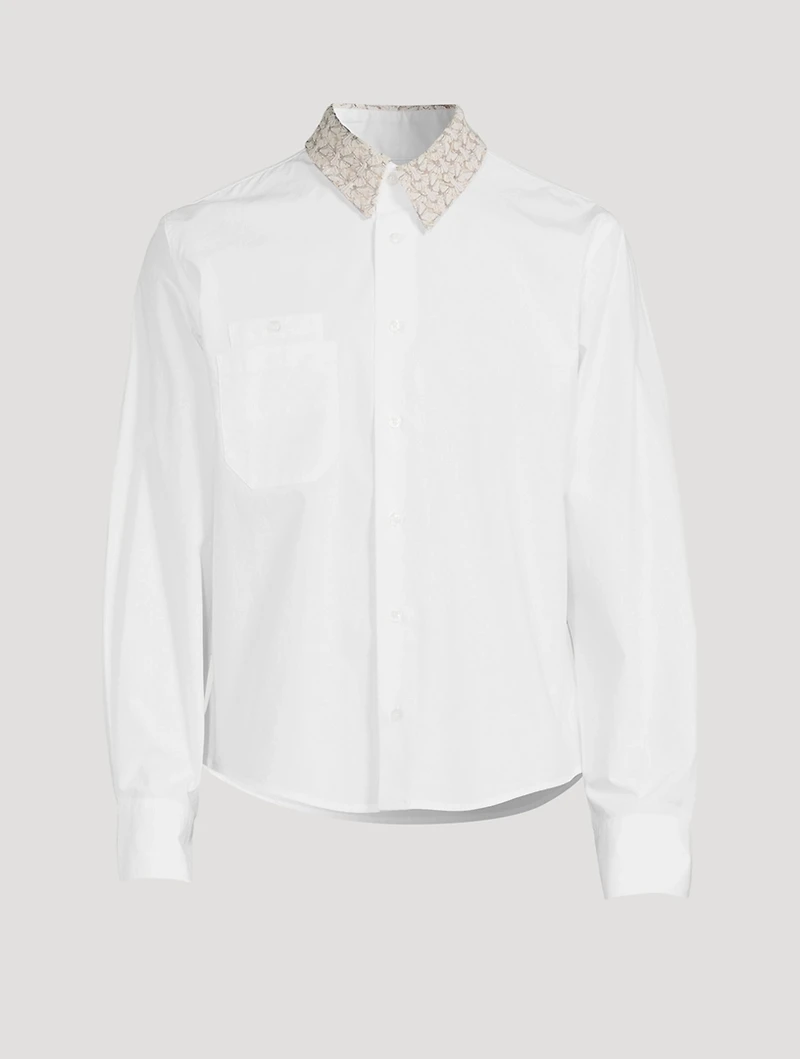 Long-Sleeve Shirt With Tulle Collar
