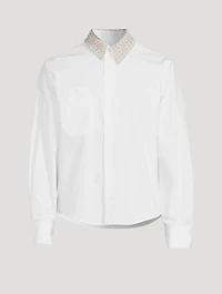 Long-Sleeve Shirt With Tulle Collar