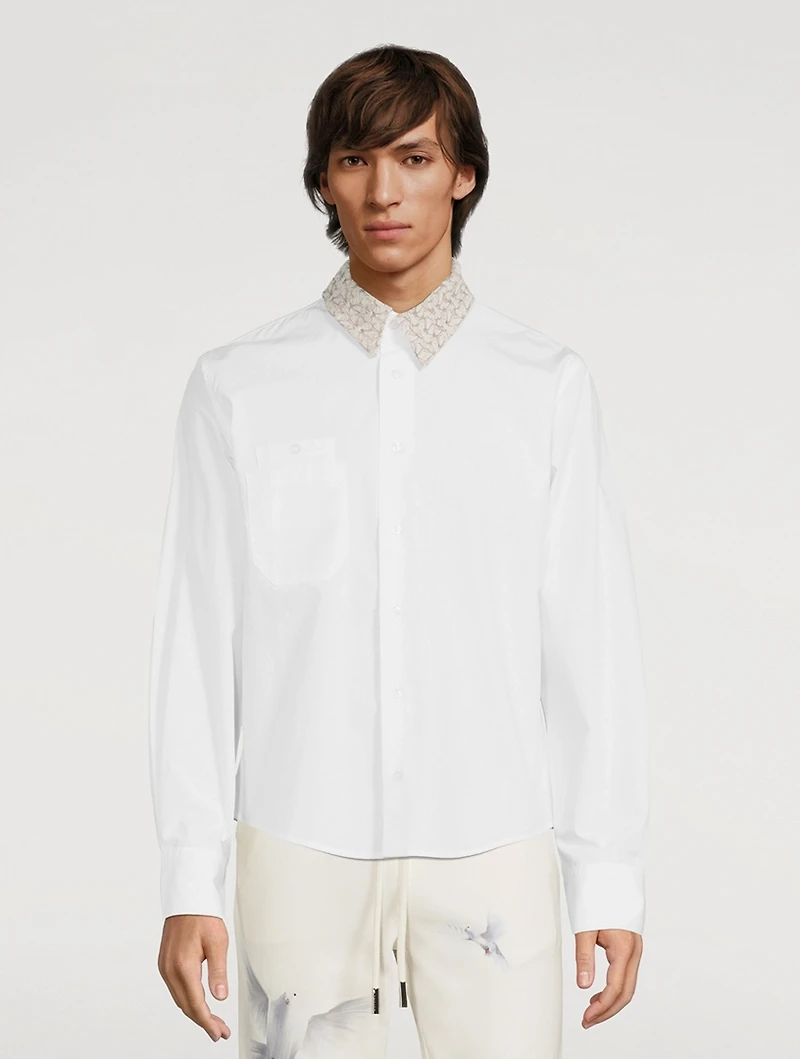 Long-Sleeve Shirt With Tulle Collar