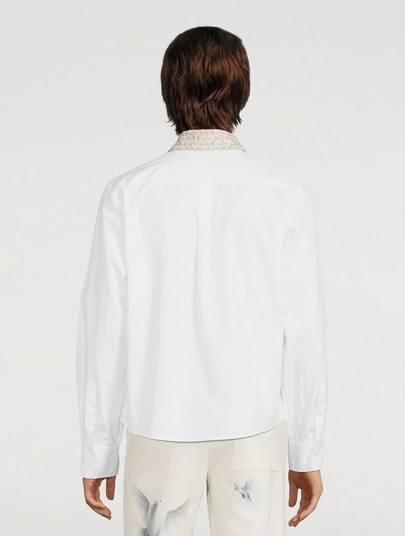 Long-Sleeve Shirt With Tulle Collar