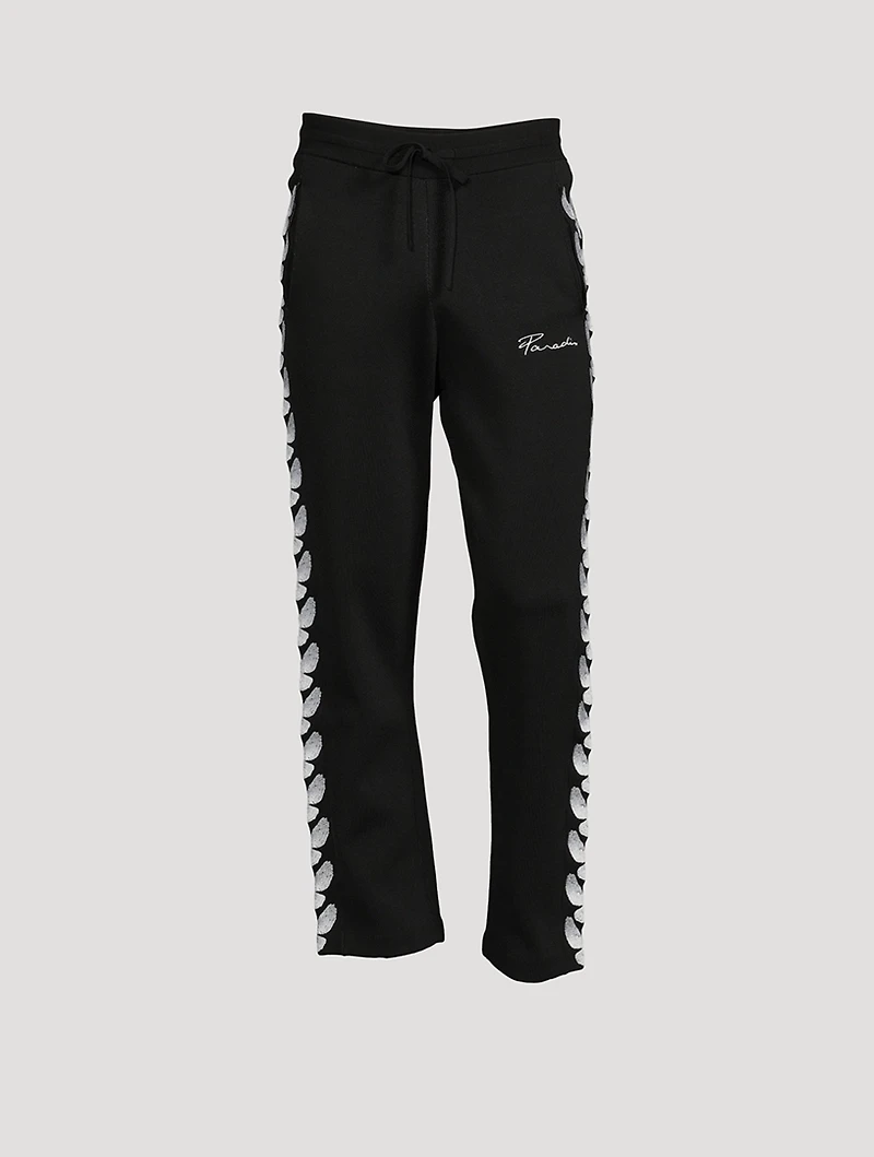 Cotton-Blend Track Pants With Embroidery