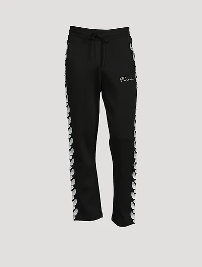 Cotton-Blend Track Pants With Embroidery