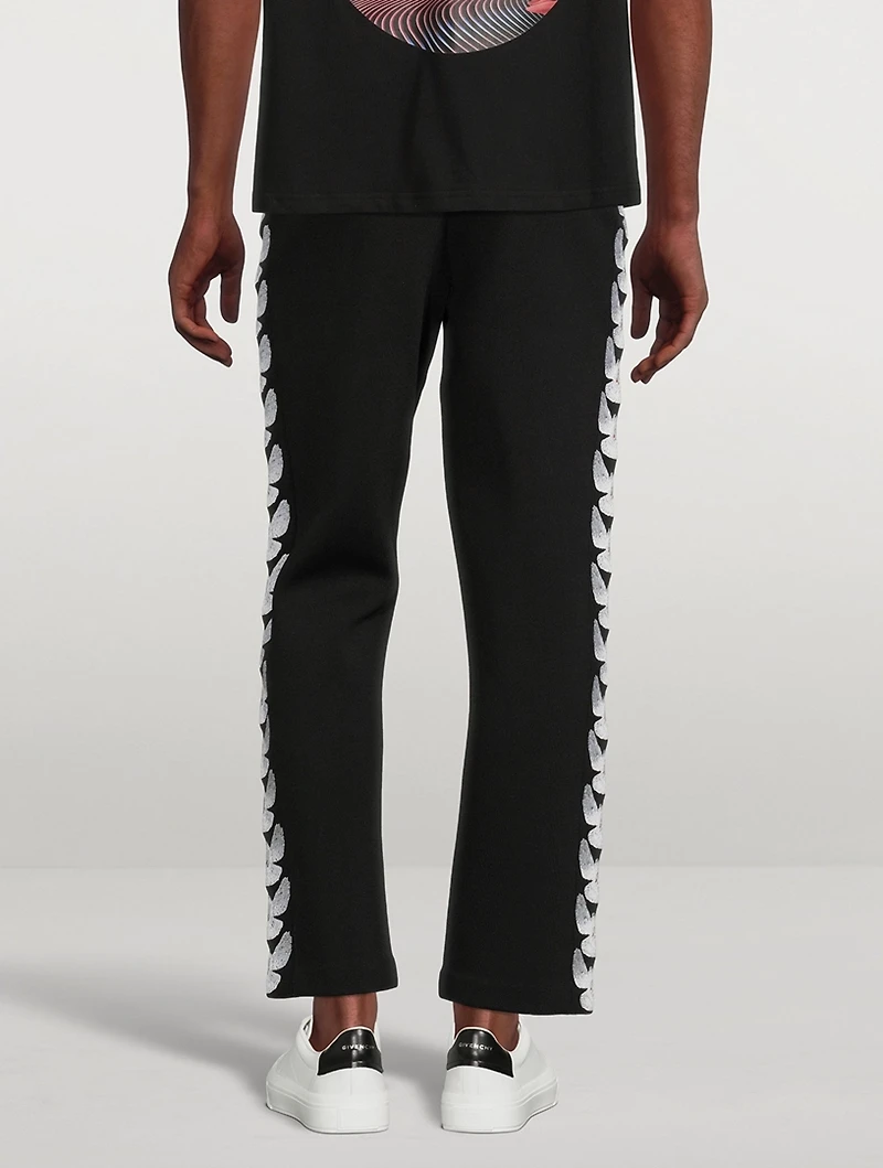 Cotton-Blend Track Pants With Embroidery