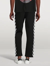Cotton-Blend Track Pants With Embroidery