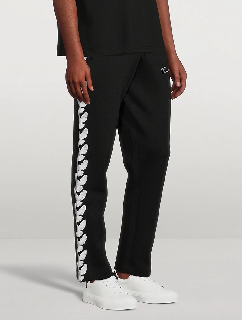 Cotton-Blend Track Pants With Embroidery