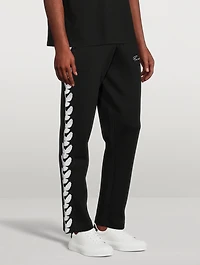 Cotton-Blend Track Pants With Embroidery
