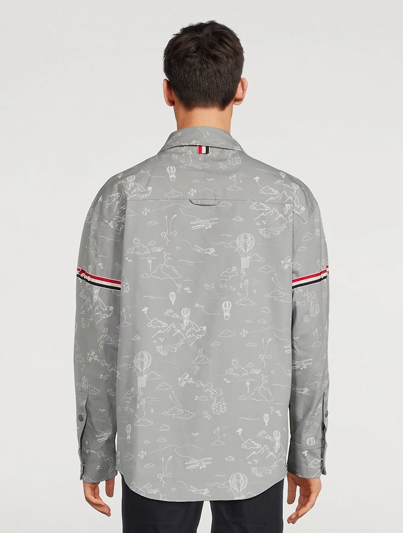Stripe-Armband Shirt Jacket Sky Print